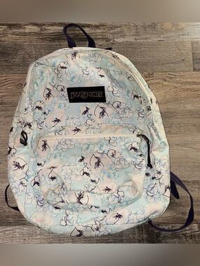 Jansport Kids Floral Light Blue & Navy Backpack school bag adjustable flower